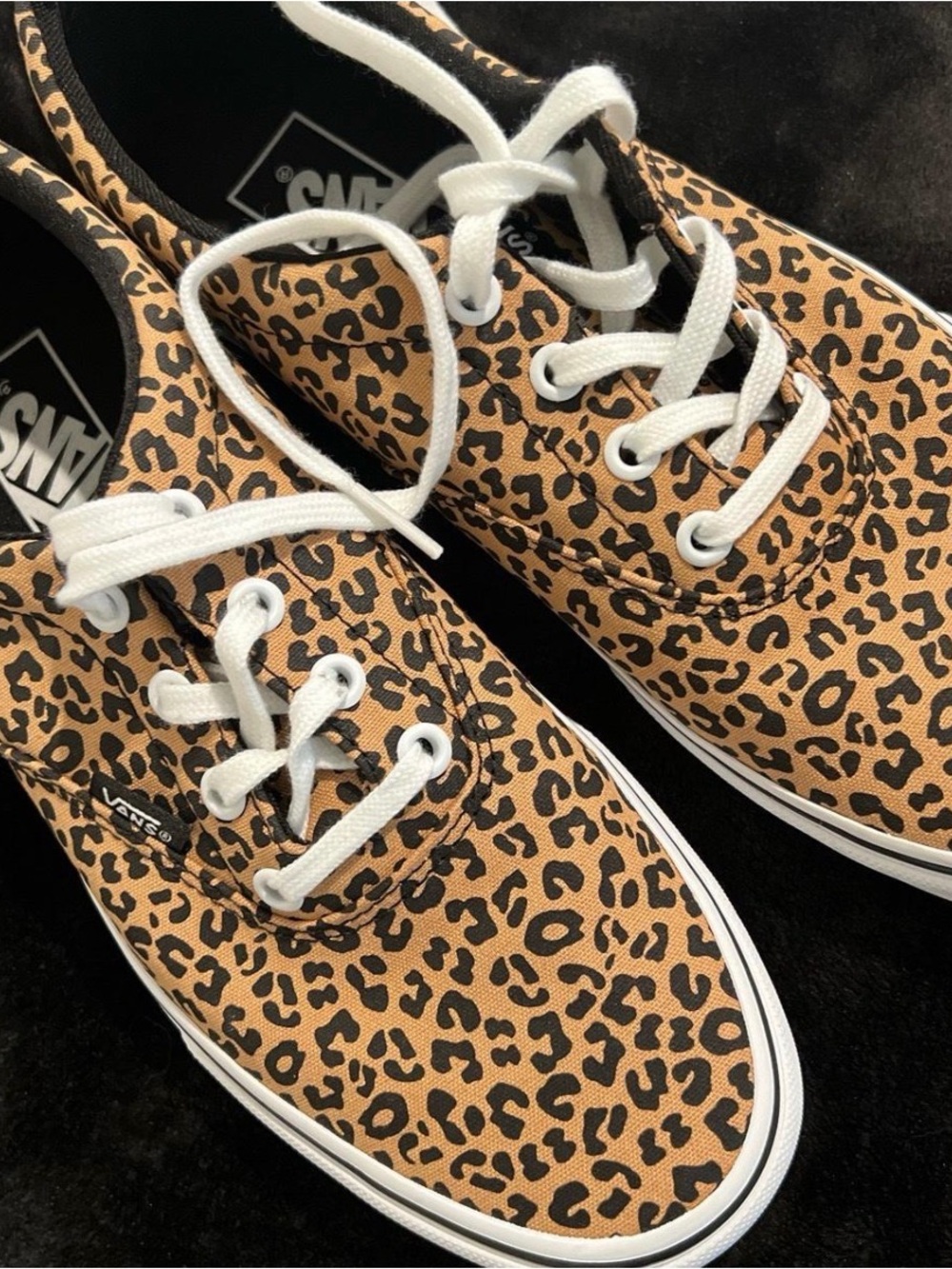 Vans Leopard Canvas Sneakers - Tan & Black